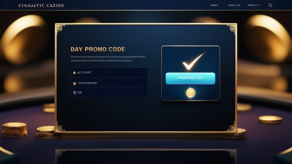 Interface de conta com campo de código promocional e confirmação de bônus
